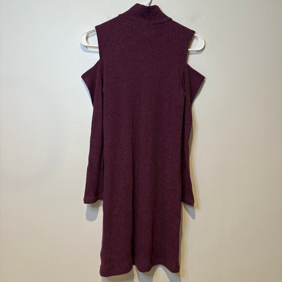 Splendid Sweater Dress Ribbed Women's Small Ribbed Mock Turtleneck Cold Shoulder - Picture 6 of 7